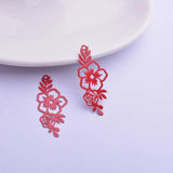 50pcs Filigress Long Flower Charms Earring Pendant DIY Jewelry Decoration