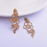 50pcs Filigress Long Flower Charms Earring Pendant DIY Jewelry Decoration