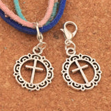 Flower Circle Cross Clasp Charm Beads 15Pcs