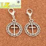 Flower Circle Cross Clasp Charm Beads 15Pcs