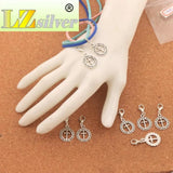 Flower Circle Cross Clasp Charm Beads 15Pcs