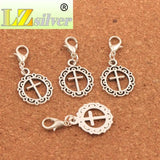 Flower Circle Cross Clasp Charm Beads 15Pcs
