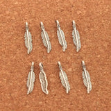 Feather Charm Beads 100Pcs Tibetan Silver Pendants DIY Jewelry