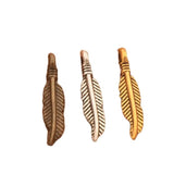 Feather Charm Beads 100Pcs Tibetan Silver Pendants DIY Jewelry