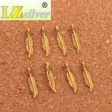 Feather Charm Beads 100Pcs Tibetan Silver Pendants DIY Jewelry