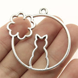 10pcs Antique Silver Flower Rabbit Epoxy Alloy Charms For Jewelry Making