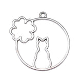 10pcs Antique Silver Flower Rabbit Epoxy Alloy Charms For Jewelry Making
