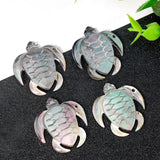 2PCS Shell Carved Turtle Pendant Mother of Pearl Charms for Jewelry Making