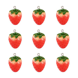 10pcs Red Strawberry Resin Charms Pendant for DIY Earrings Necklaces Jewelry