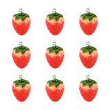 10pcs Red Strawberry Resin Charms Pendant for DIY Earrings Necklaces Jewelry