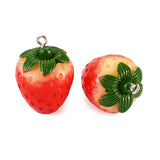 10pcs Red Strawberry Resin Charms Pendant for DIY Earrings Necklaces Jewelry