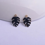 30pcs 9*13mm Enamel Monstera Charms Plant Leaf Pendant Diy Jewelry Making