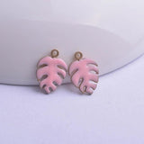 30pcs 9*13mm Enamel Monstera Charms Plant Leaf Pendant Diy Jewelry Making