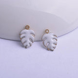 30pcs 9*13mm Enamel Monstera Charms Plant Leaf Pendant Diy Jewelry Making