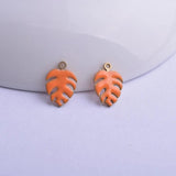 30pcs 9*13mm Enamel Monstera Charms Plant Leaf Pendant Diy Jewelry Making