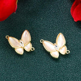 Double Ring Pendant Epoxy Shell Butterfly Charms Bracelet Necklace