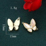 Double Ring Pendant Epoxy Shell Butterfly Charms Bracelet Necklace