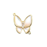 Double Ring Pendant Epoxy Shell Butterfly Charms Bracelet Necklace