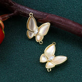 Double Ring Pendant Epoxy Shell Butterfly Charms Bracelet Necklace