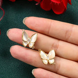 Double Ring Pendant Epoxy Shell Butterfly Charms Bracelet Necklace