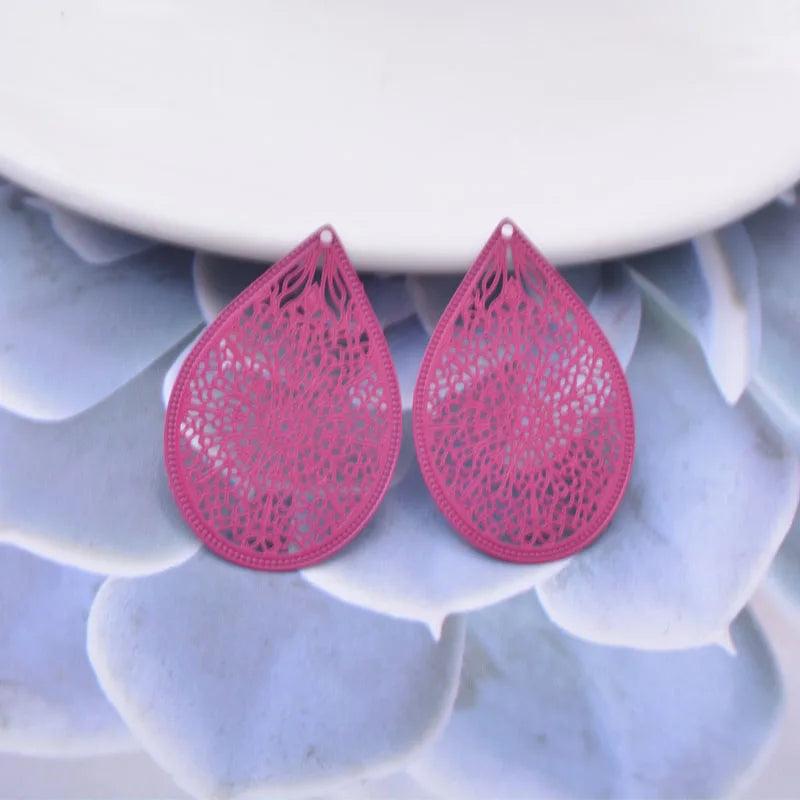 50pcs AB1394 Silver Water Drop Charm Pendant Earring Findings