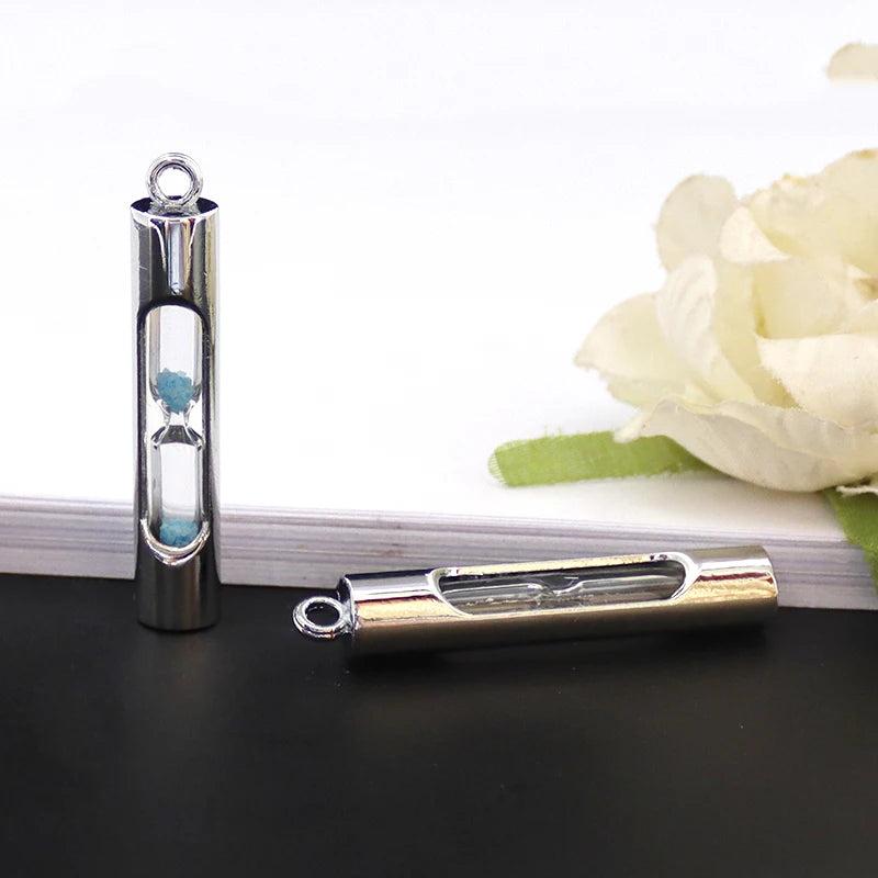 2PCS Glass Vial Pendants Locket Charms Cylinder Bottle Charm