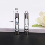 2PCS Glass Vial Pendants Locket Charms Cylinder Bottle Charm