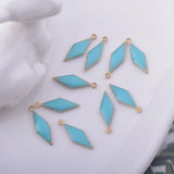 30pcs 5*16mm Copper Charms Enamelled Rhombus Pendant DIY Earring Making