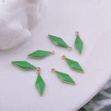 30pcs 5*16mm Copper Charms Enamelled Rhombus Pendant DIY Earring Making