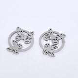 5Pcs Stainless Steel Butterfly Cat Head Charms for DIY Jewelry Making