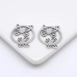 5Pcs Stainless Steel Butterfly Cat Head Charms for DIY Jewelry Making