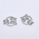 5Pcs Stainless Steel Butterfly Cat Head Charms for DIY Jewelry Making