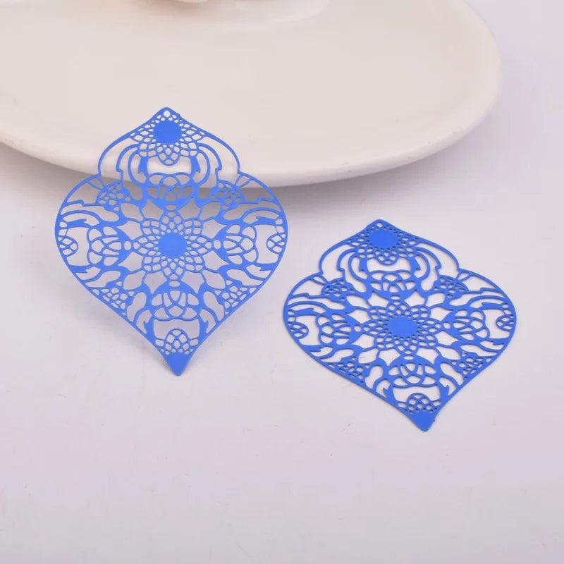 30pcs AB5446 40*54mm Filigree Hollow Flower Earring Pendant Leaf DIY Jewelry