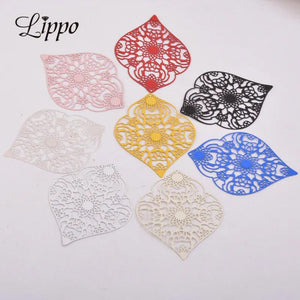 30pcs AB5446 40*54mm Filigree Hollow Flower Earring Pendant Leaf DIY Jewelry
