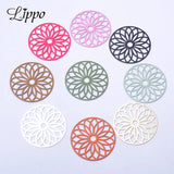 50pcs Brass Silver Round Flower Charms Earring Pendant Jewelry Findings