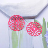 50pcs Brass Silver Round Flower Charms Earring Pendant Jewelry Findings