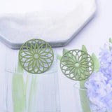 50pcs Brass Silver Round Flower Charms Earring Pendant Jewelry Findings