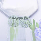 50pcs Brass Silver Round Flower Charms Earring Pendant Jewelry Findings
