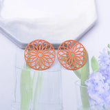 50pcs Brass Silver Round Flower Charms Earring Pendant Jewelry Findings