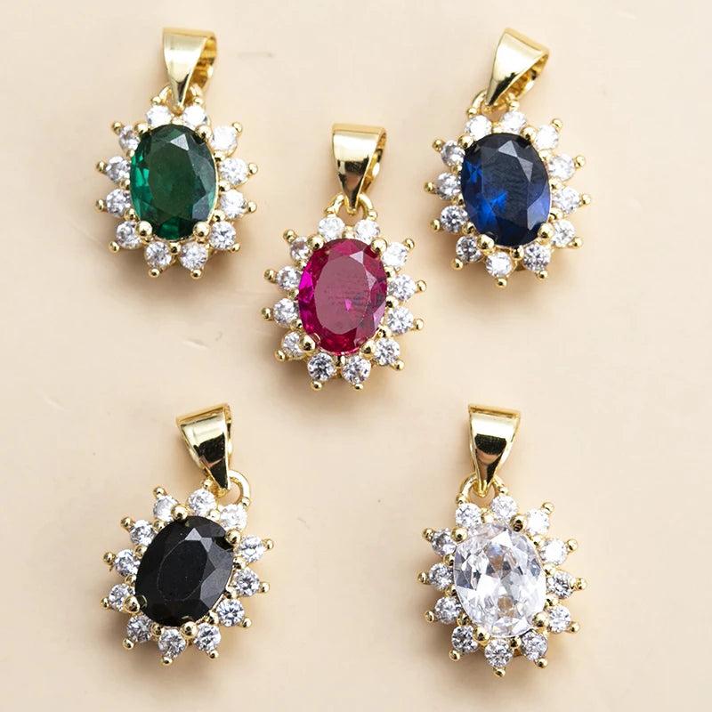 5pcs/lot Mixed Copper Crystal Charms Pendant DIY Necklace Earrings
