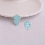 100pcs Silver Leaf Pendants Painted Metal Brass Jewelry Findings