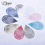 50pcs AB6003 Hollow Water Drop Butterfly Charms Earring Pendant