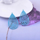 50pcs AB6003 Hollow Water Drop Butterfly Charms Earring Pendant