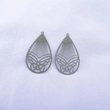 50pcs AB6003 Hollow Water Drop Butterfly Charms Earring Pendant