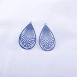 50pcs AB6003 Hollow Water Drop Butterfly Charms Earring Pendant