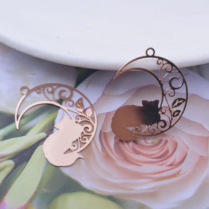 50pcs Brass Moon and Cat Charms Earring Jewelry Accessories