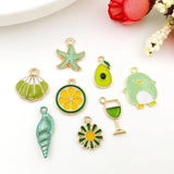 30pcs Green Enamel Dangle Charms for DIY Jewelry Making