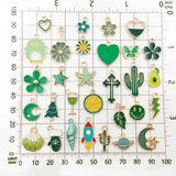 30pcs Green Enamel Dangle Charms for DIY Jewelry Making