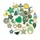 30pcs Green Enamel Dangle Charms for DIY Jewelry Making
