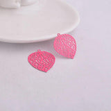 50pcs Brass Metal Leaves Prints Charms Jewelry Accessories